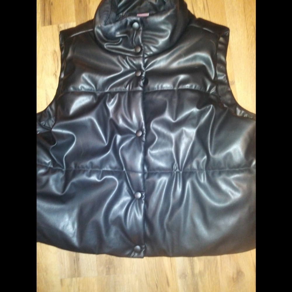 No Boundaries Faux Leather Puffer Vest